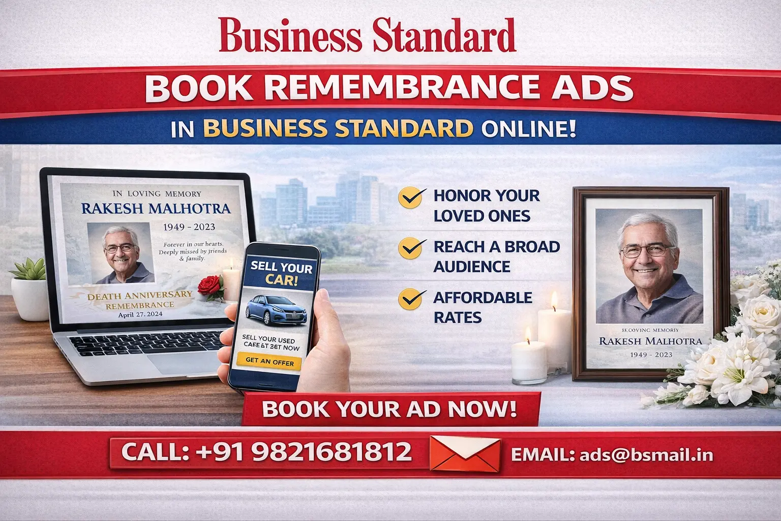 Book Remembrance Ads in Business Standard Newspaper Online